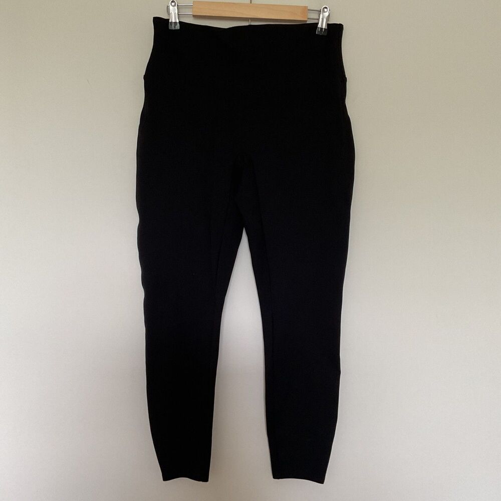 Spanx Ponte Ankle Leggings  Sz L  Black 20264R Shaping Comfort